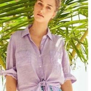 Lilly Pulitzer Sea View Linen button down, purple. Medium.